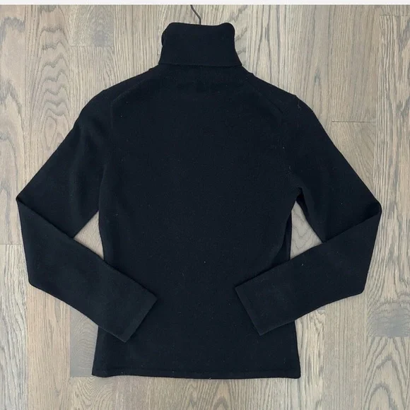 Women's TSE cashmere sweater black turtle neck long sleeves M - Picture 4 of 10